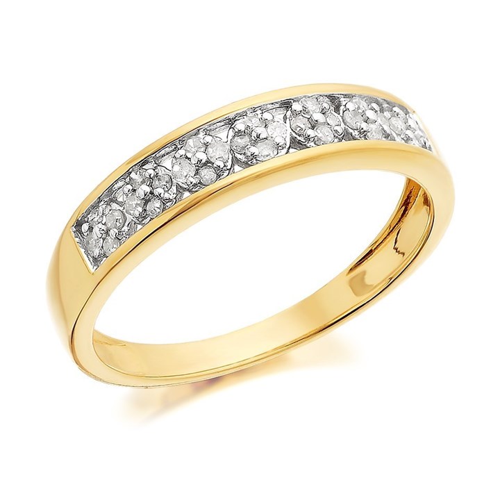 9ct Gold Diamond Band Ring - 14pts - D6017