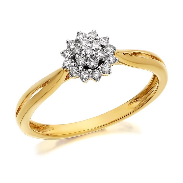 9ct Gold Diamond Cluster Ring - 15pts - D6028