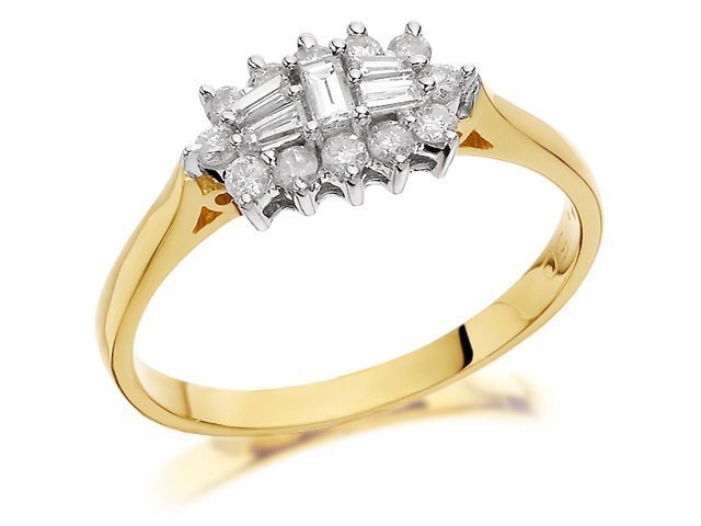 9ct Gold Diamond Cluster Ring - 1/2ct - D6056