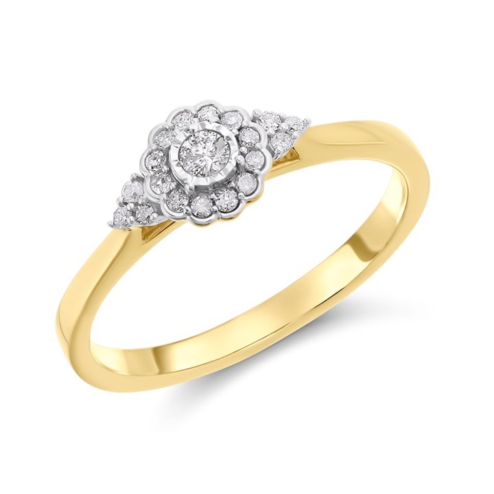 9ct Gold Diamond Cluster Ring - 15pts - D6086