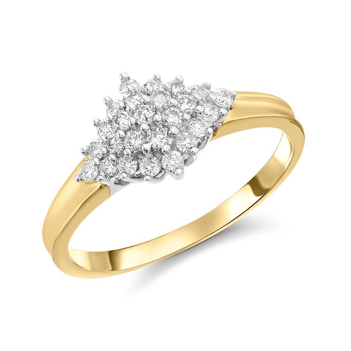 9ct Gold Diamond Cluster Ring - 1/3ct - D6089