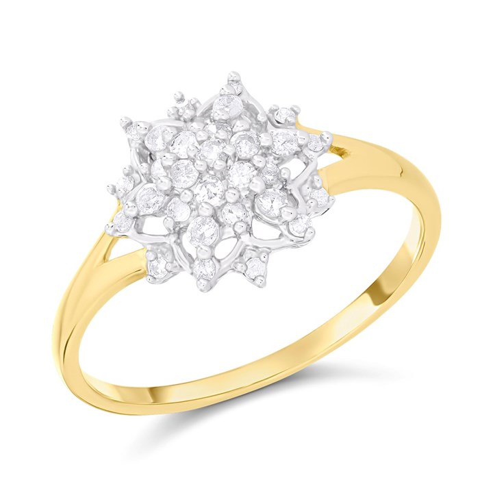 9ct Gold Diamond Cluster Ring - 30pts - D6090