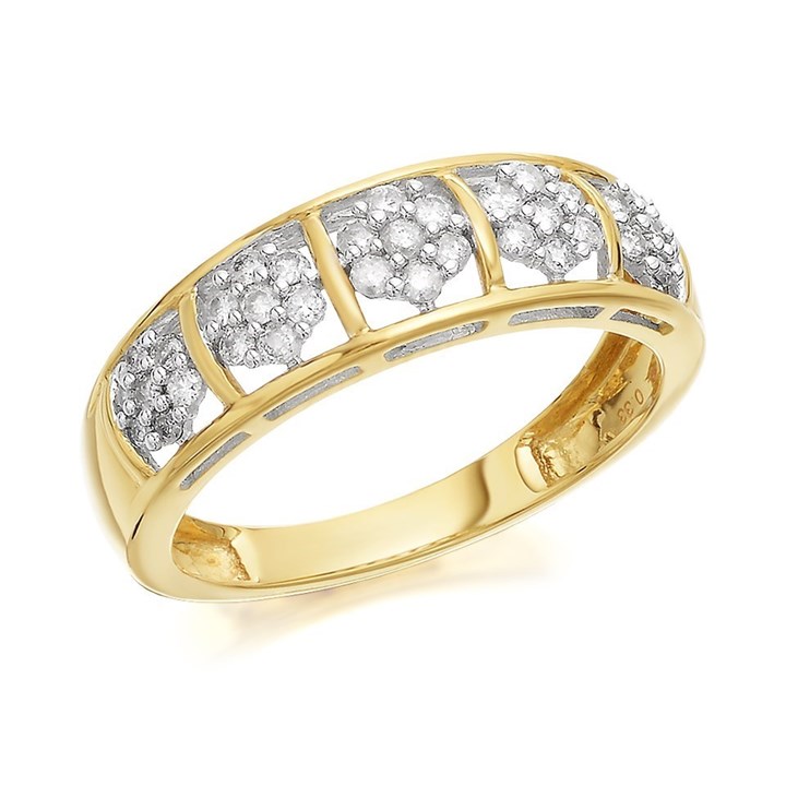 9ct Gold Cluster Band Ring - 1/3ct - D6112