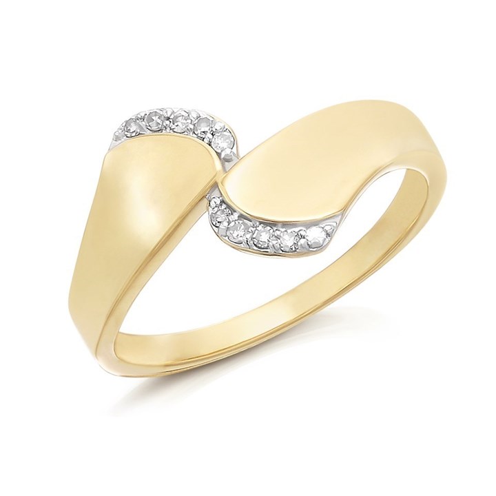 9ct Gold Diamond Crossover Ring - 6pts - D6123