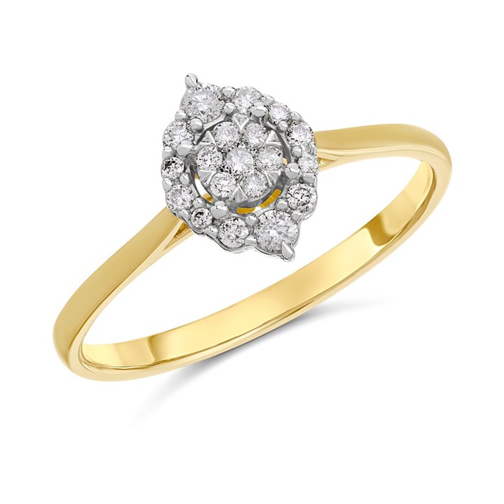 9ct Gold Diamond Cluster Ring - 18pts - D6133