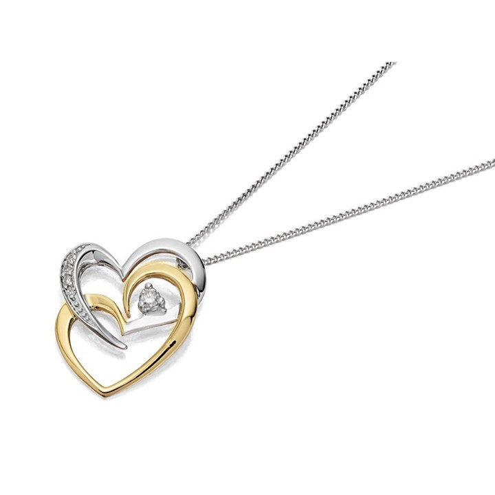 Love It! 9ct Gold Two Colour Diamond Heart Necklace - D62301
