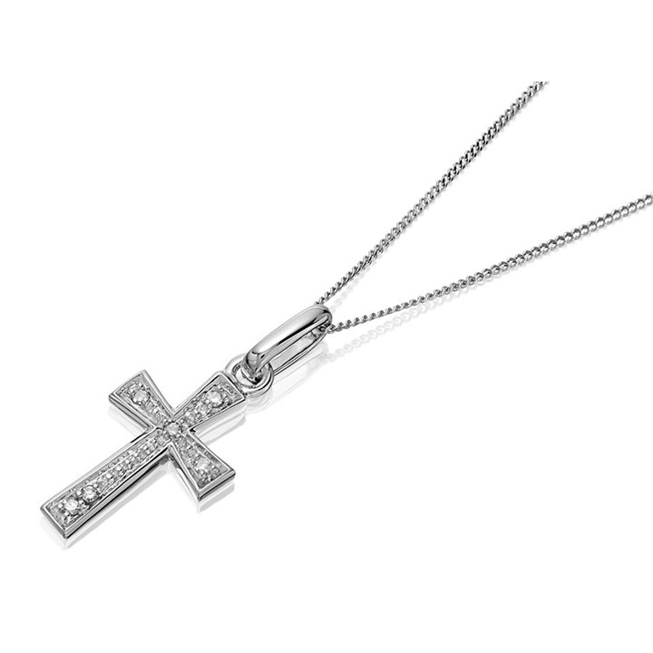 Love It! 9ct White Gold Diamond Cross And Chain - D62309