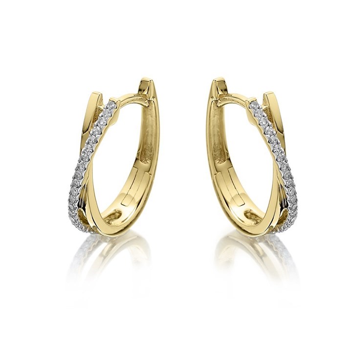 Love It! 9ct Gold Diamond Crossover Hoop Earrings - 20pts per pair - D62329