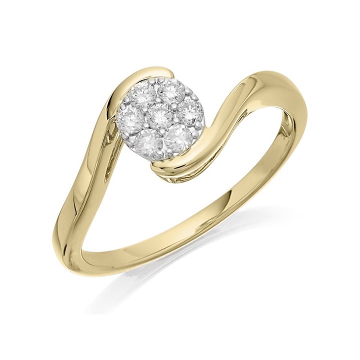 Love It! 9ct Gold Diamond Twist Cluster Ring - 20pts - D62352