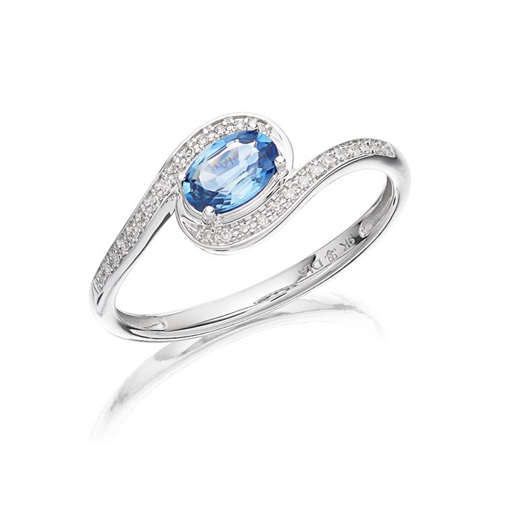 9ct White Gold Sapphire And Diamond Twist Ring - D63138
