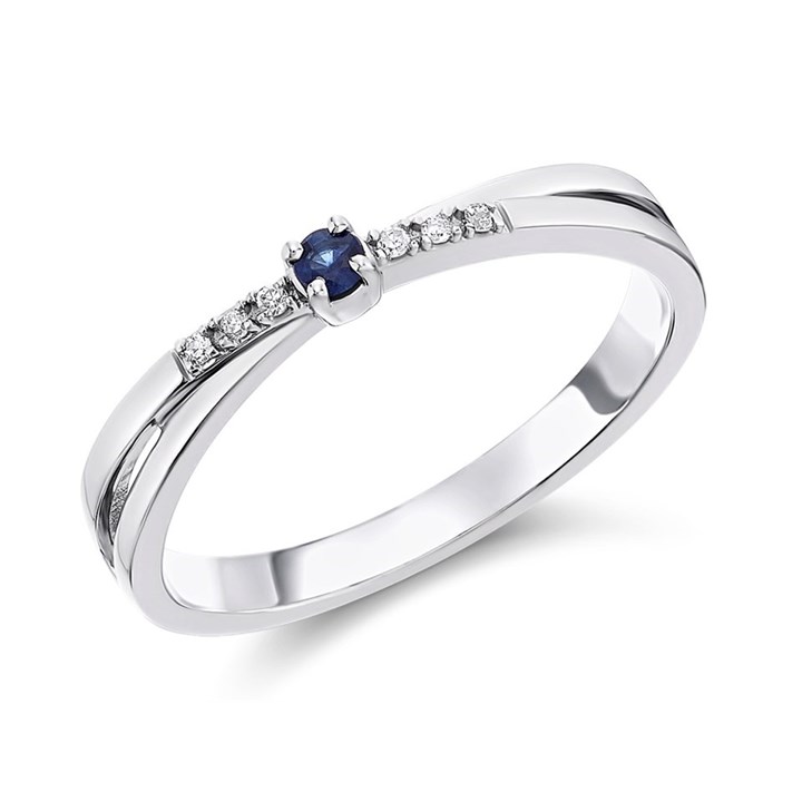 9ct White Gold Sapphire And Diamond Crossover Ring - D63141