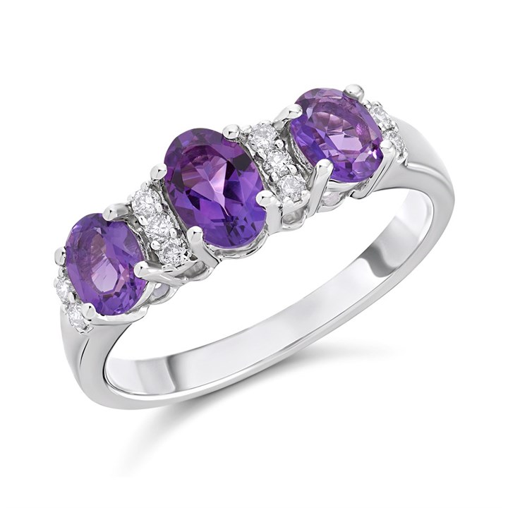 9ct White Gold Amethyst And Diamond Ring - 10pts - D63168