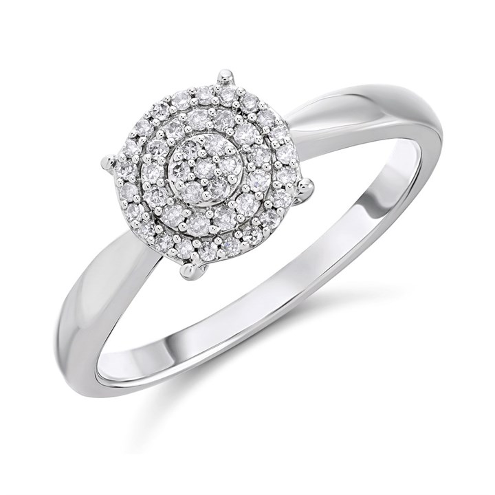 9ct White Gold Diamond Cluster Ring - 15pts - D63170