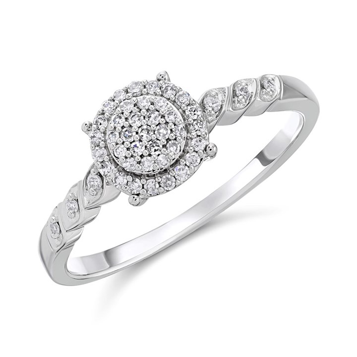 9ct White Gold Diamond Cluster Ring - 15pts - D63171