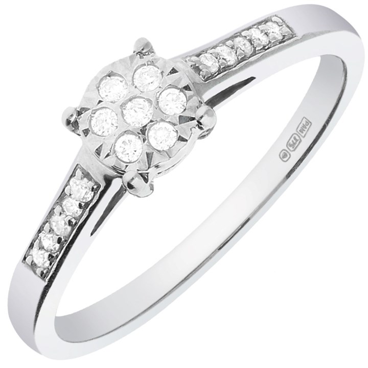 9ct White Gold Diamond Cluster Ring - 10pts - D63174