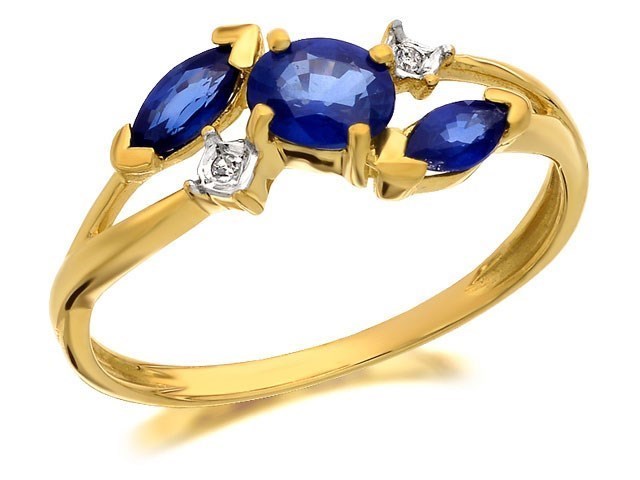 9ct Gold Sapphire And Diamond Corsage Ring - D6412
