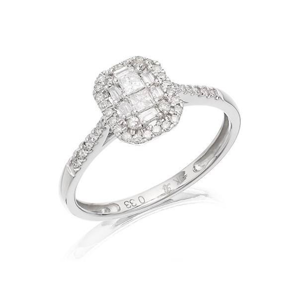 9ct White Gold Diamond Cluster Ring 1/3ct D66114