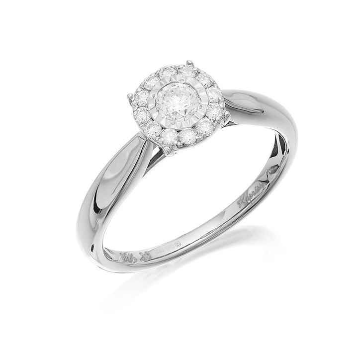 9ct White Gold Diamond Starburst Cluster Ring - 1/3ct - D66118
