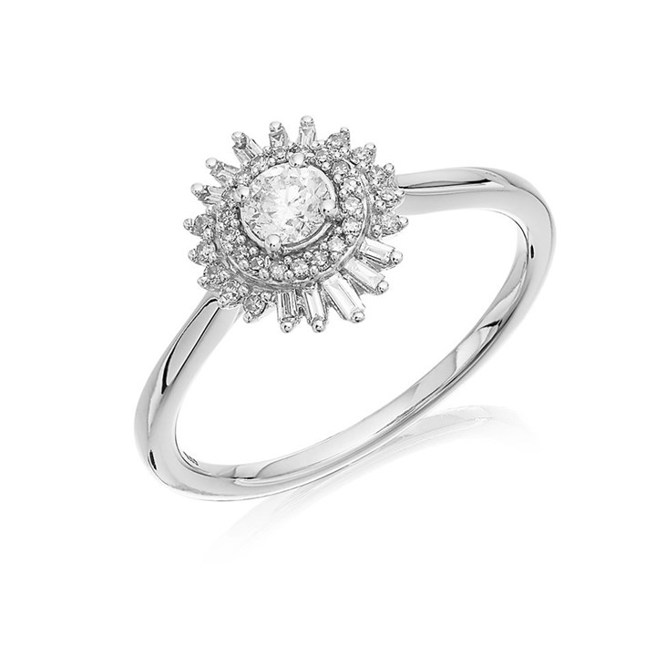 9ct White Gold Diamond Cluster Ring - 1/3ct - D66123