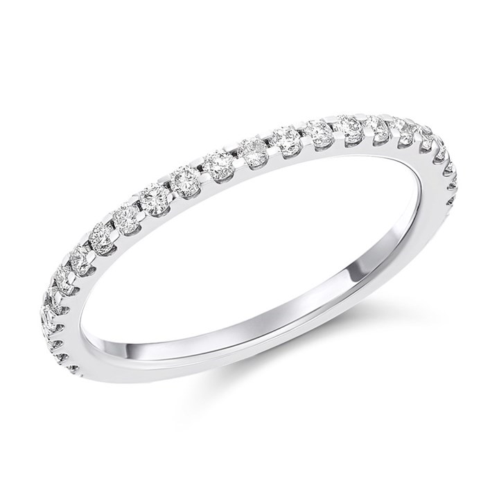 9ct White Gold Diamond Half Eternity Ring - 1/3ct - AGI Certificated - D66143