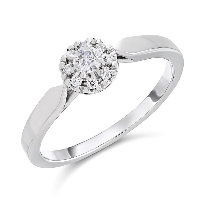 9ct White Gold Diamond Cluster Ring - 15pts - D66155