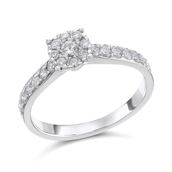 9ct White Diamond Cluster Ring - 1/2ct - D66157