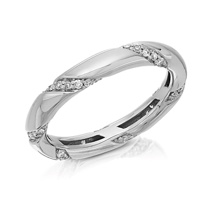 9ct White Gold Diamond Banded Wedding Ring - 20pts - D66185