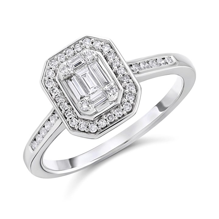 9ct White Gold Diamond Cluster Ring - 28pts - D66195