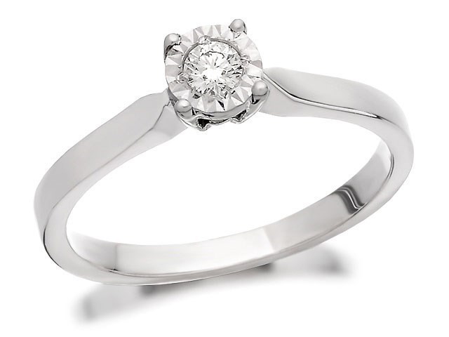 9ct White Gold Diamond Ring - 10pts - D6682