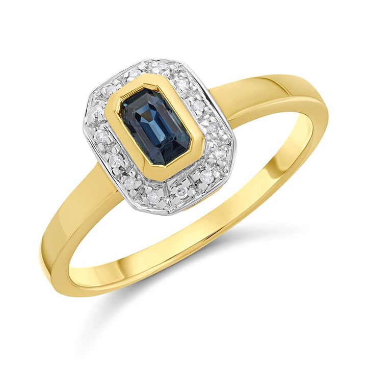 9ct Gold Sapphire And Diamond Cluster Ring - D67203