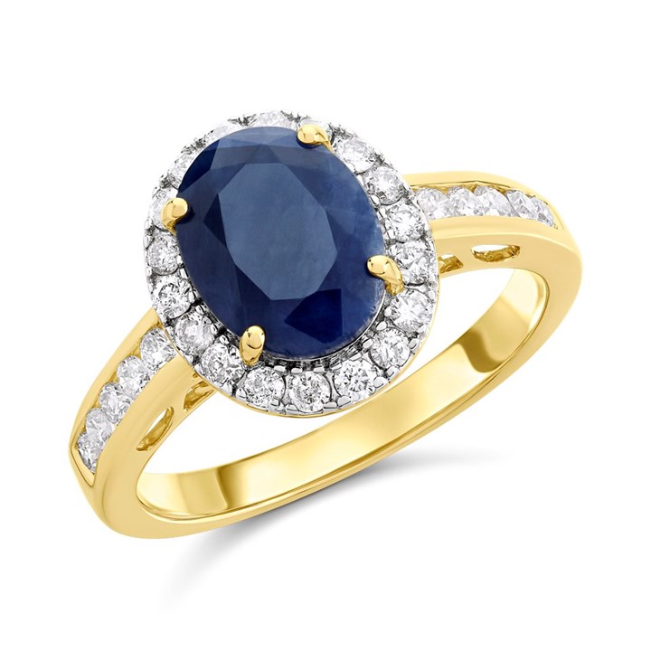 9ct Gold Sapphire And Diamond Cluster Ring - 1/2ct - D6756