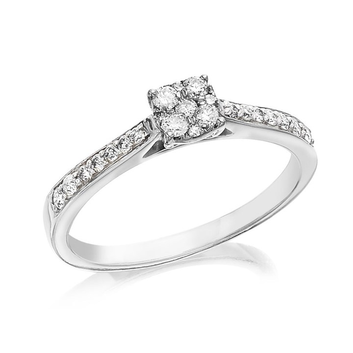 9ct White Gold Diamond Cluster Ring - 1/4ct - D68109