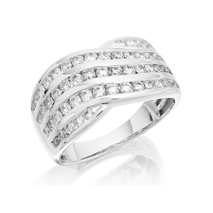 9ct White Gold 1 Carat Diamond Crossover Band Ring - D68118