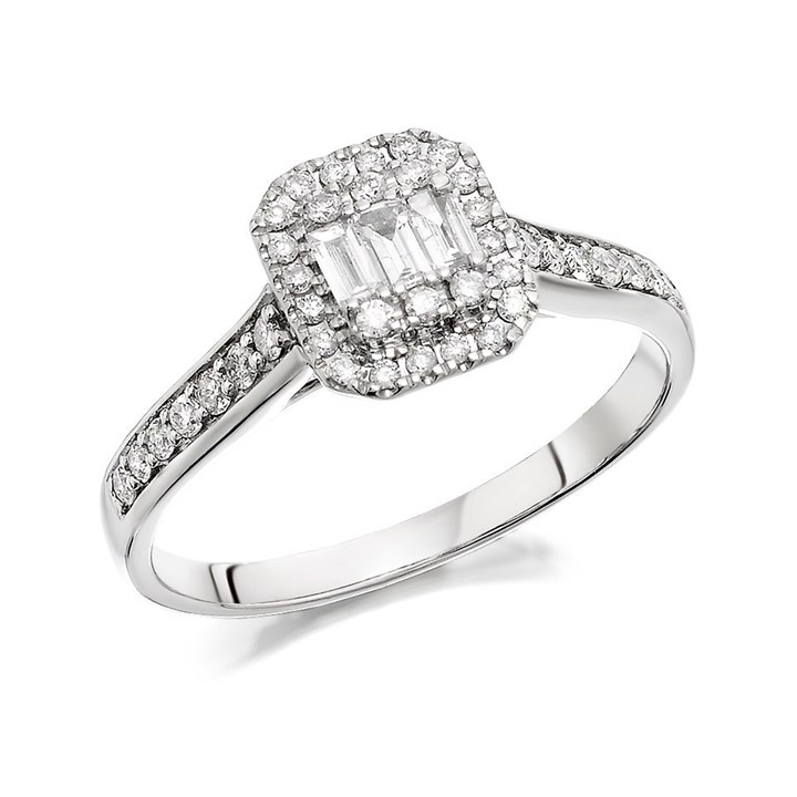 9ct White Gold Diamond Cluster Ring - 1/2ct - D6819