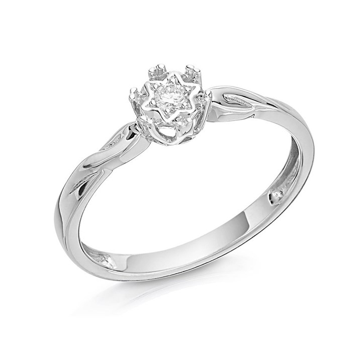 9ct White Gold Single Stone Diamond Ring - 5pts - D6865
