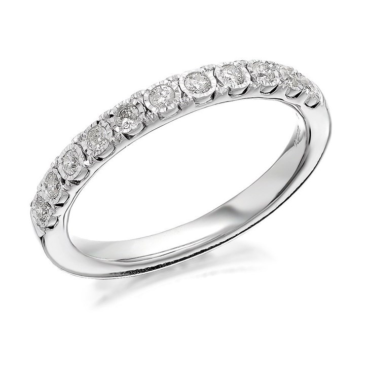 9ct White Gold Diamond Half Eternity Ring - 20pts - D6869