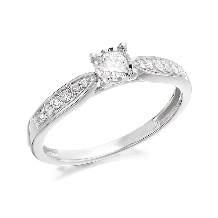 9ct White Gold Diamond Ring - 1/4ct - D71136