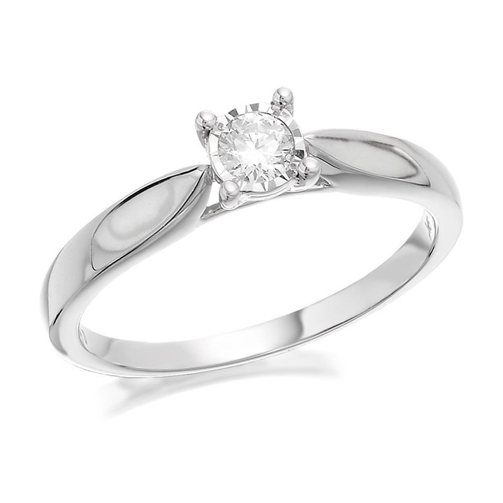 9ct White Gold Diamond Solitaire Ring - 15pts - D71137