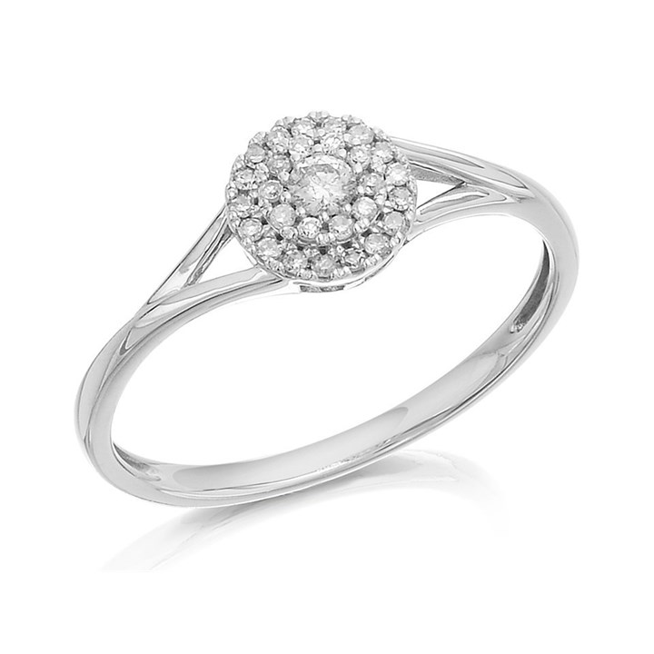 9ct White Gold Diamond Cluster Ring - 15pts - D71156
