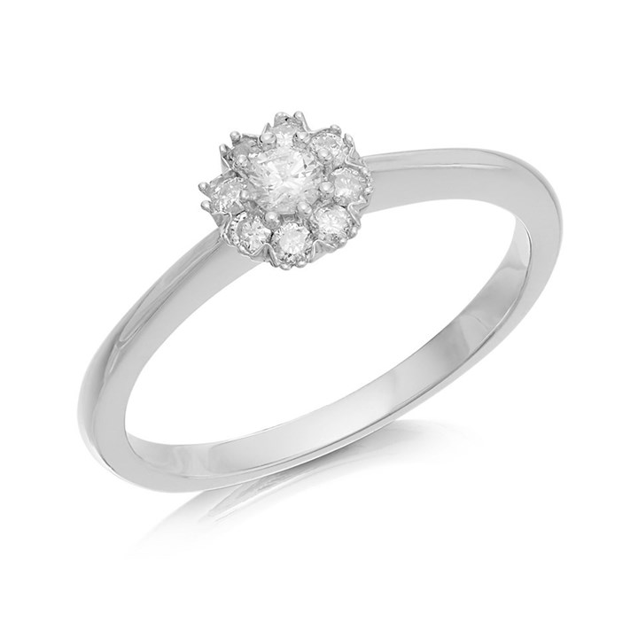9ct White Gold Diamond Daisy Cluster Ring - 20pts - D71167