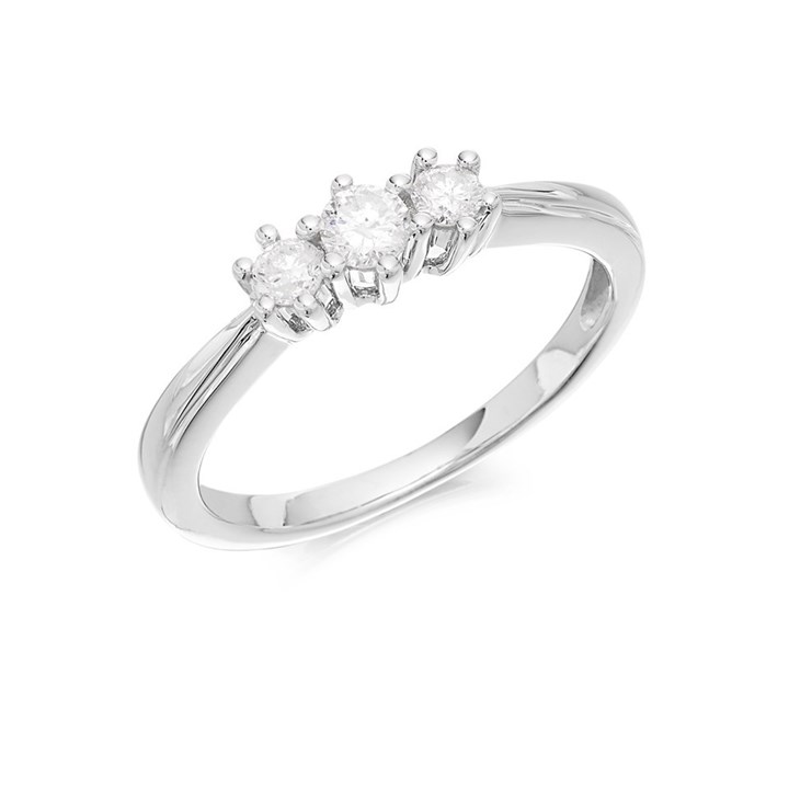 9ct White Gold Diamond Trilogy Ring - 1/4ct - D71180