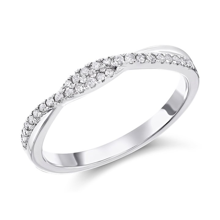 9ct White Gold Diamond Crossover Ring - 15pts - D71187