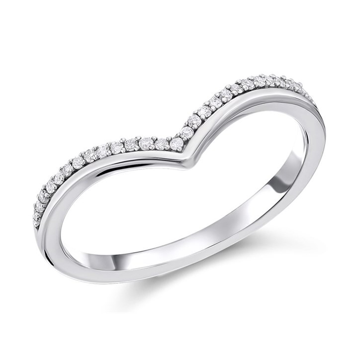 9ct White Gold Diamond Wishbone Ring - 10pts - D71190