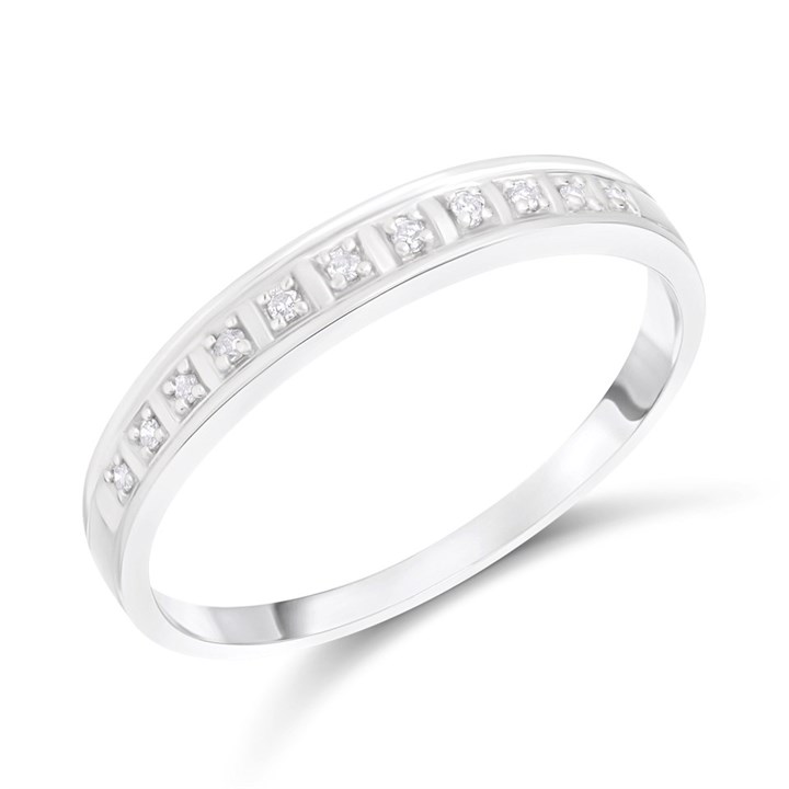 9ct White Gold Diamond Half Eternity Ring - 5pts - D71195