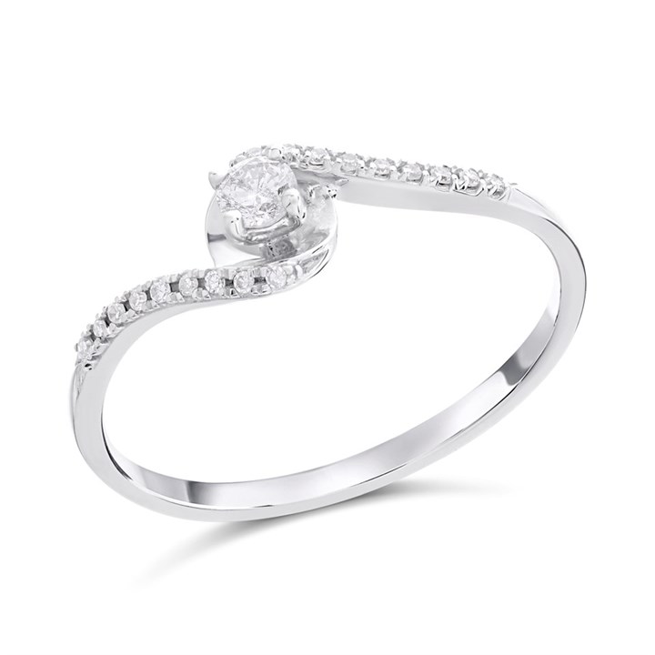 9ct White Gold Twist Diamond Ring - 15pts - D71201