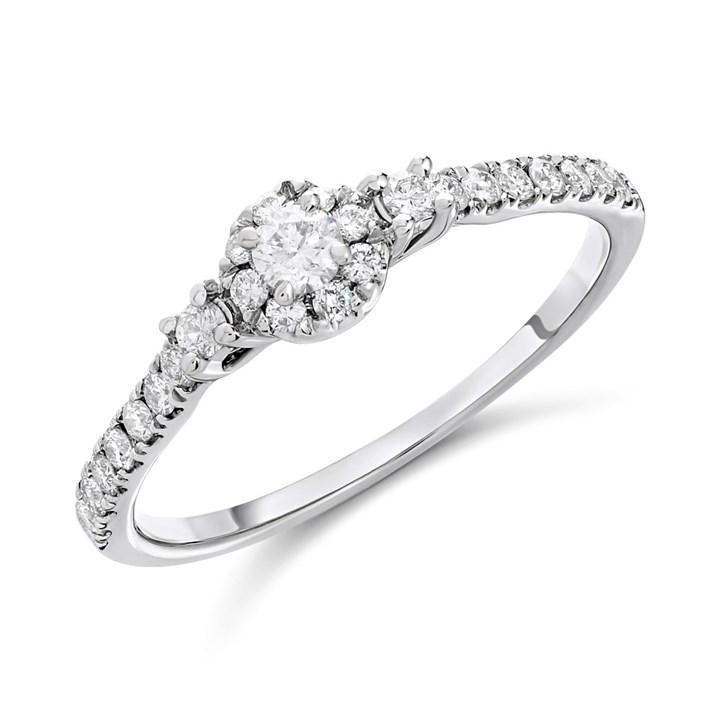 9ct White Gold Diamond Cluster Ring - 1/3ct - AGI Certificated - D71204