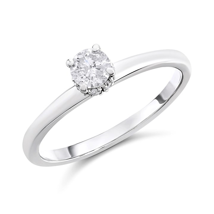 9ct White Gold Single Stone Diamond Engagement Ring - 1/3ct - D71207