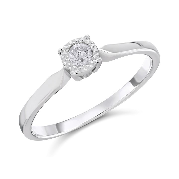 9ct White Gold Diamond Solitaire Ring - 10pts - D71211