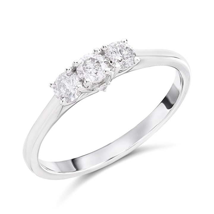 9ct White Gold Graduated Diamond Trilogy Ring  - 40pts - D71231