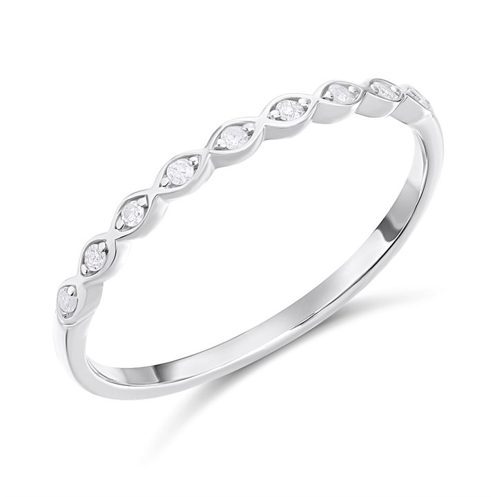 9ct White Gold Nine Stone Diamond Half Eternity Ring - D71239